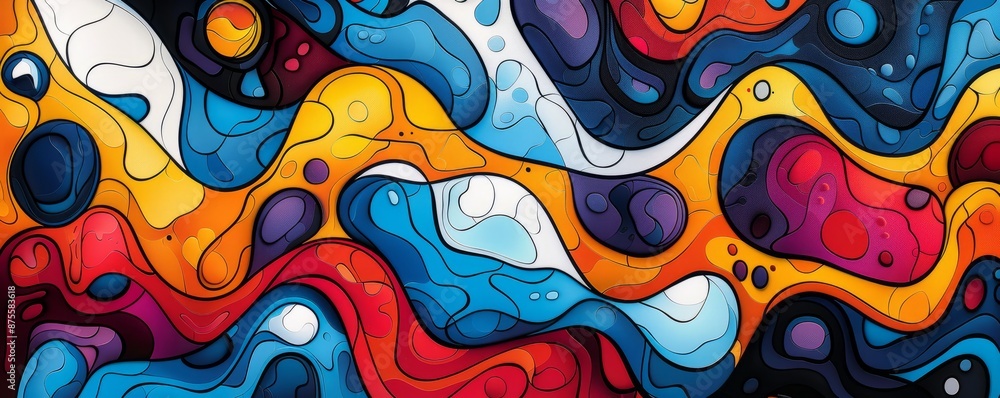 Obraz premium Colorful abstract blobs with bold outlines