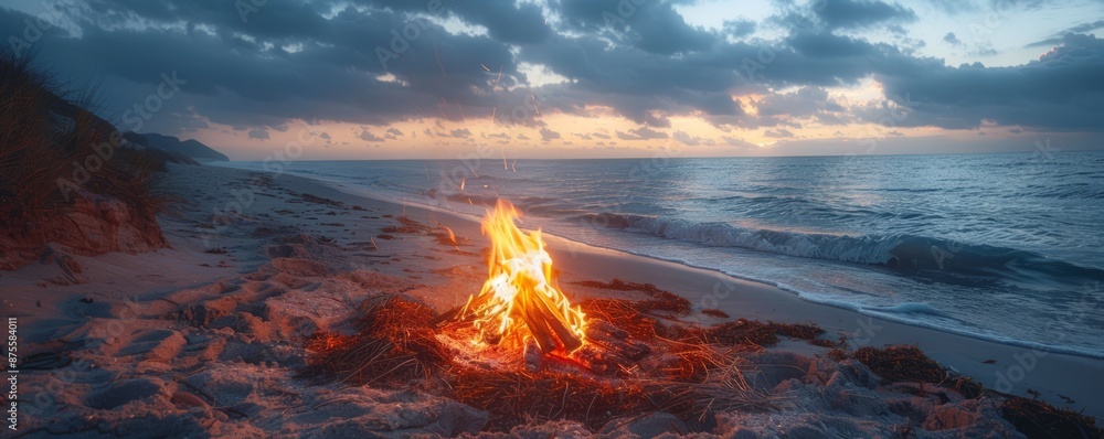 A summer bonfire on the beach A summer bonfire on the beach