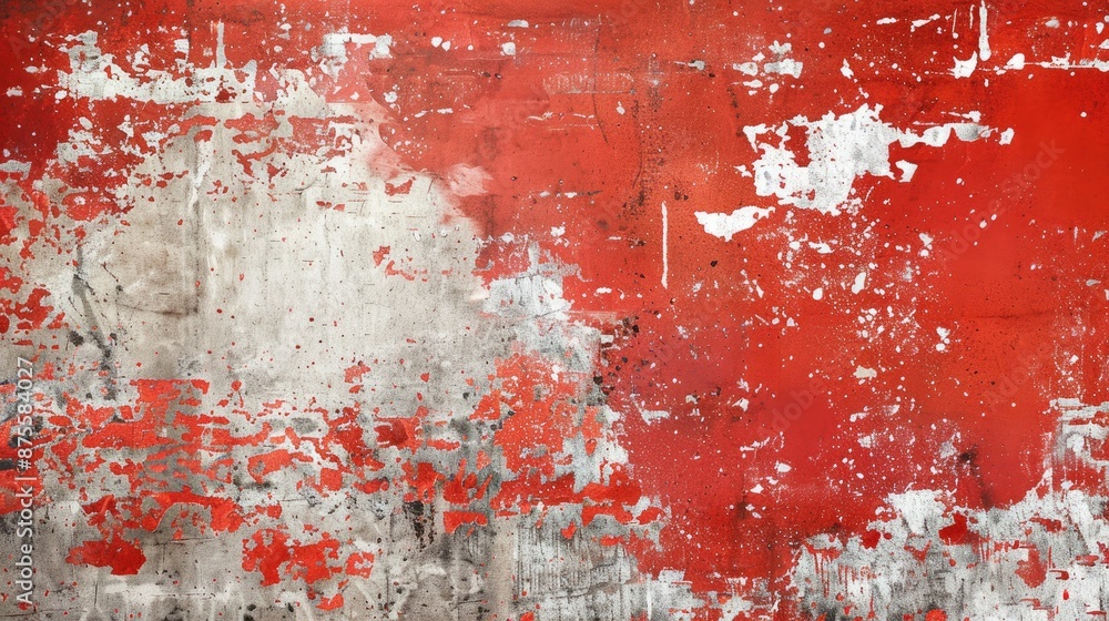 Fototapeta premium Grunge textured metal background in red and white with space for message