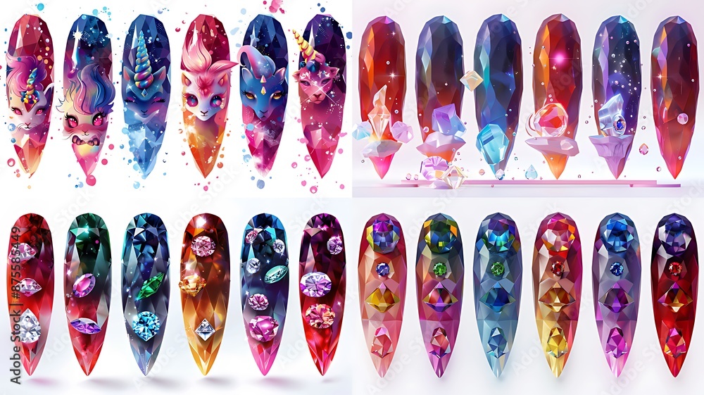 nail art set with white background isolated nail art set with white background isolated