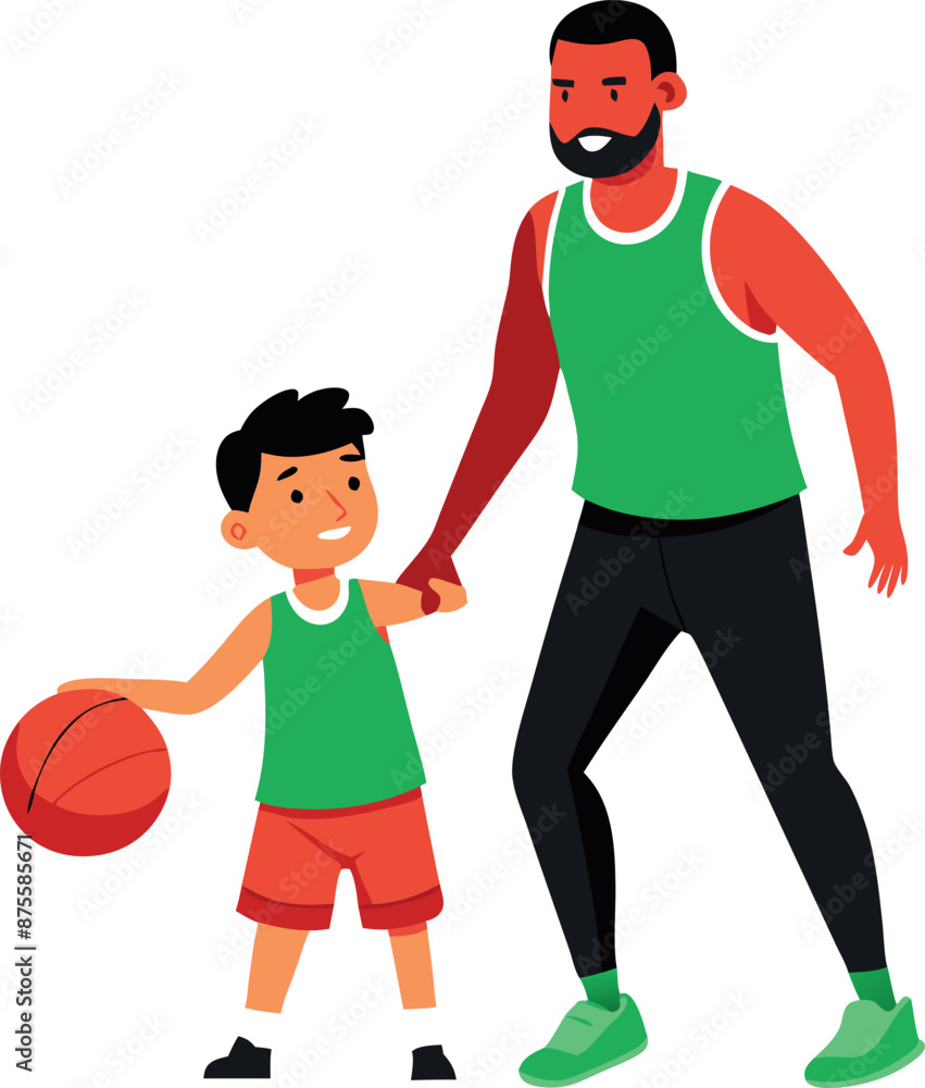 Father And Son Playing Basketball Together Father And Son Playing Basketball Together