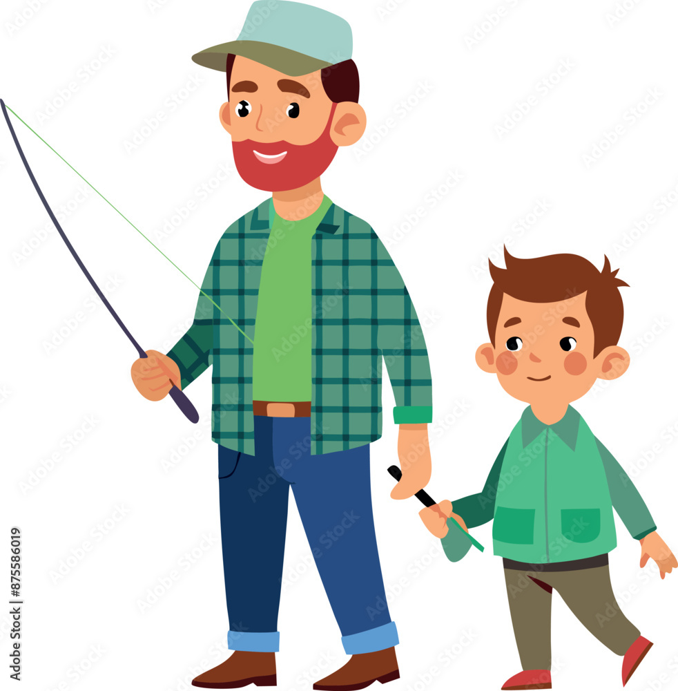 Father And Son Fishing Together - Happy Childhood Moments Father And Son Fishing Together - Happy Childhood Moments