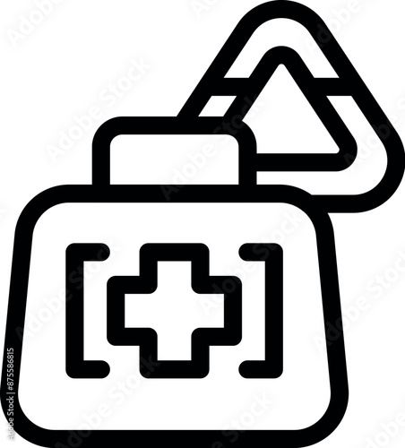 Line icon of a first aid kit, essential medical equipment for treating injuries and providing emergency care