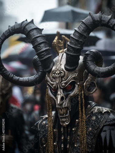 a man wearing horns and horns on his head