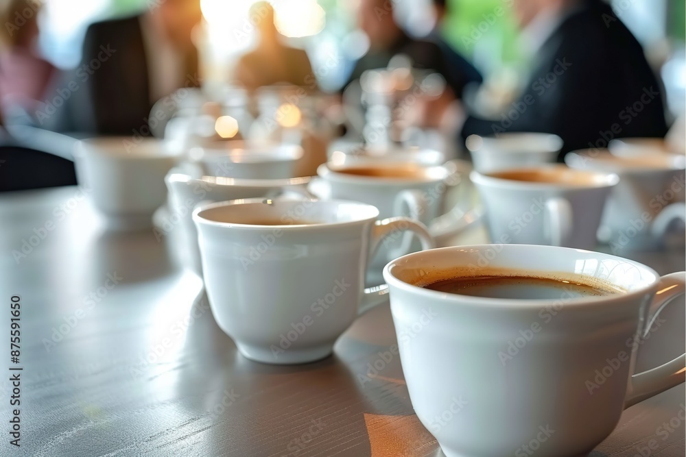 Coffee Cups on Table at Business Meeting Coffee Cups on Table at Business Meeting