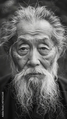 Elderly Chinese man with a long beard