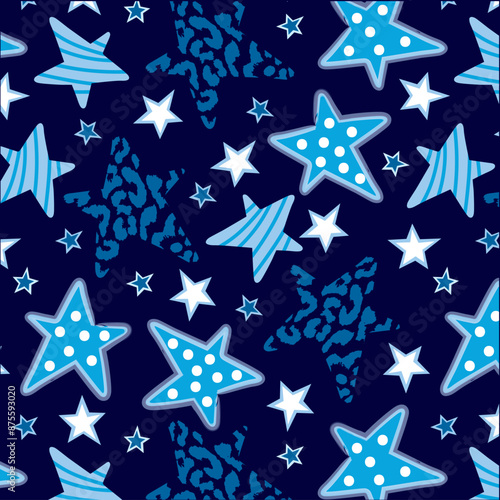 Shiny stars leopard style and polka dots pattern