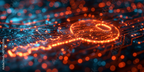 Abstract key on a black background. Cyber security concept.  