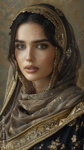 Saudi Arabian woman with a traditional dress, looking dignified