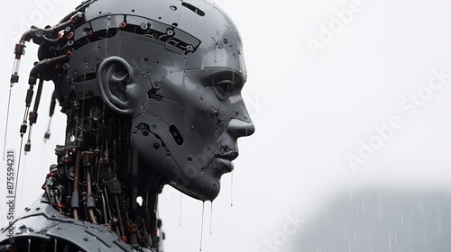 a robot head with wires attached to it