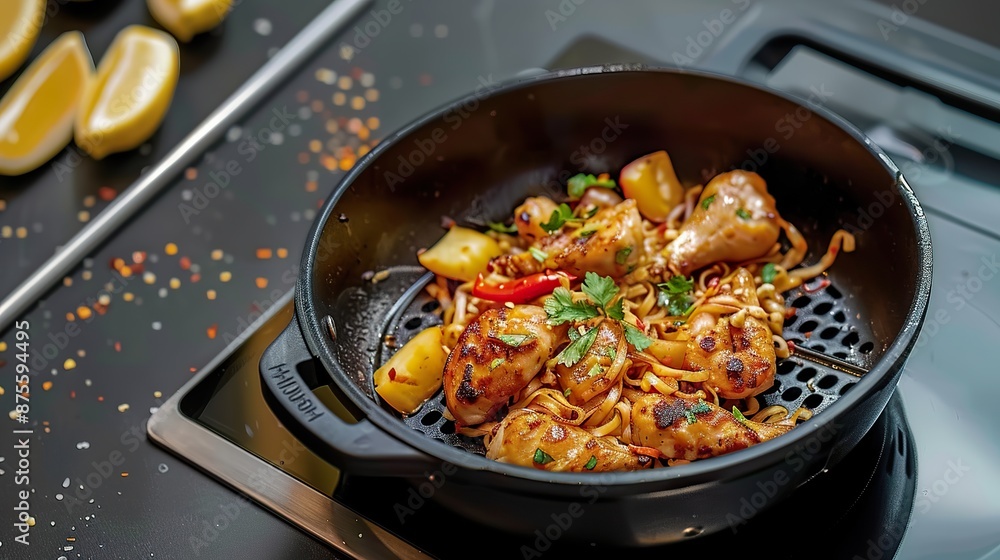 Delicious Shrimp and Tofu Pad Thai in Air Fryer. Delicious Shrimp and Tofu Pad Thai in Air Fryer.