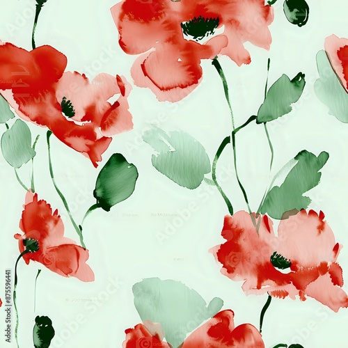 Delicate Watercolor Poppy Flower Design for Fashion
