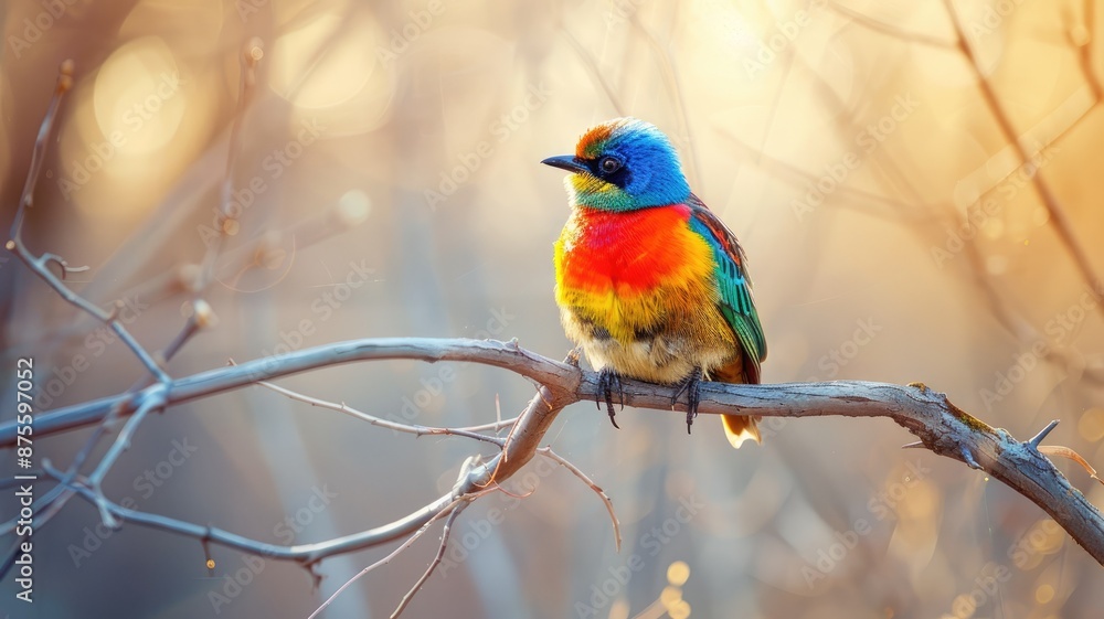 Colorful bird perched on branch in natural habitat Colorful bird perched on branch in natural habitat