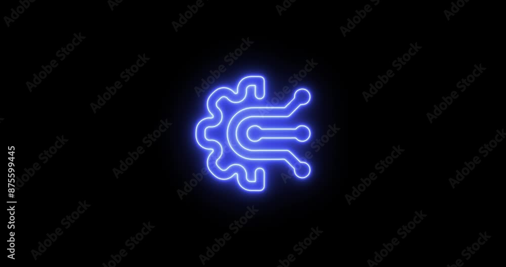 Technology Neon Glowing Icon Animation. Tech Icon Animation. Neon Sign Technology Neon Glowing Icon Animation. Tech Icon Animation. Neon Sign