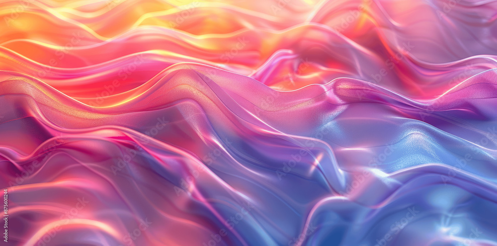 Fototapeta premium Minimalist Iridescent 3D Curved Lines and Ribbons Background