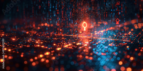 Wallpaper Mural Abstract cyber security concept with key and binary code.   Torontodigital.ca