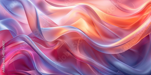 Wallpaper Mural Minimalist 3D Iridescent Curve Lines and Ribbons Abstract Background Torontodigital.ca