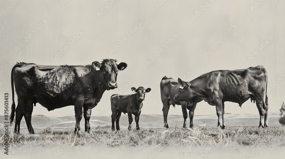 Fototapeta premium cow drawing on white background