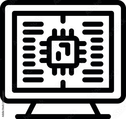 Computer displaying a microchip, highlighting the concepts of semiconductor manufacturing and programming