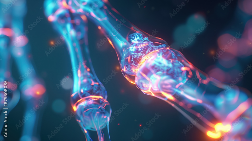 3D illustration of SAMe for Joint Health with Holographic Display, Flexible Joints 3D illustration of SAMe for Joint Health with Holographic Display, Flexible Joints