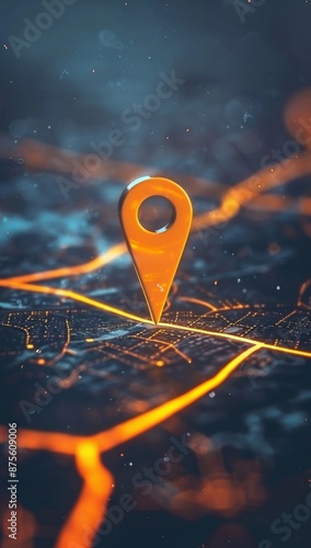 Location Pin Icon on City Map Indicating Position and Direction, Highlighting the Importance of Navigation and Geographical Awareness, Perfect for World Tourism Day Promotions photo