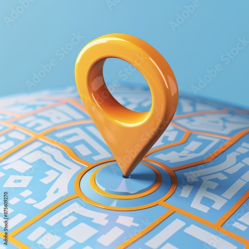 Location Pin Icon on City Map Indicating Position and Direction, Highlighting the Importance of Navigation and Geographical Awareness, Perfect for World Tourism Day Promotions photo