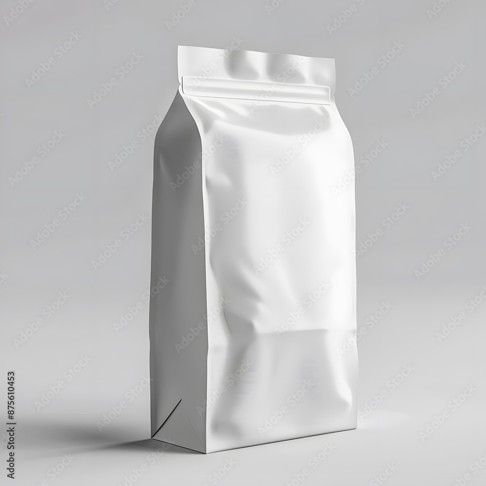 Close-up of a Blank Coffee Bag Packaging, Mockup Close-up of a Blank Coffee Bag Packaging, Mockup