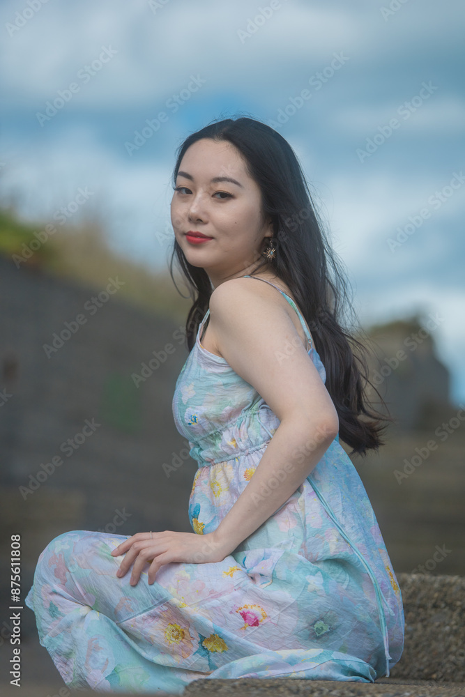 Dublin, Ireland - Oriental women at the seaside town Dublin, Ireland - Oriental women at the seaside town