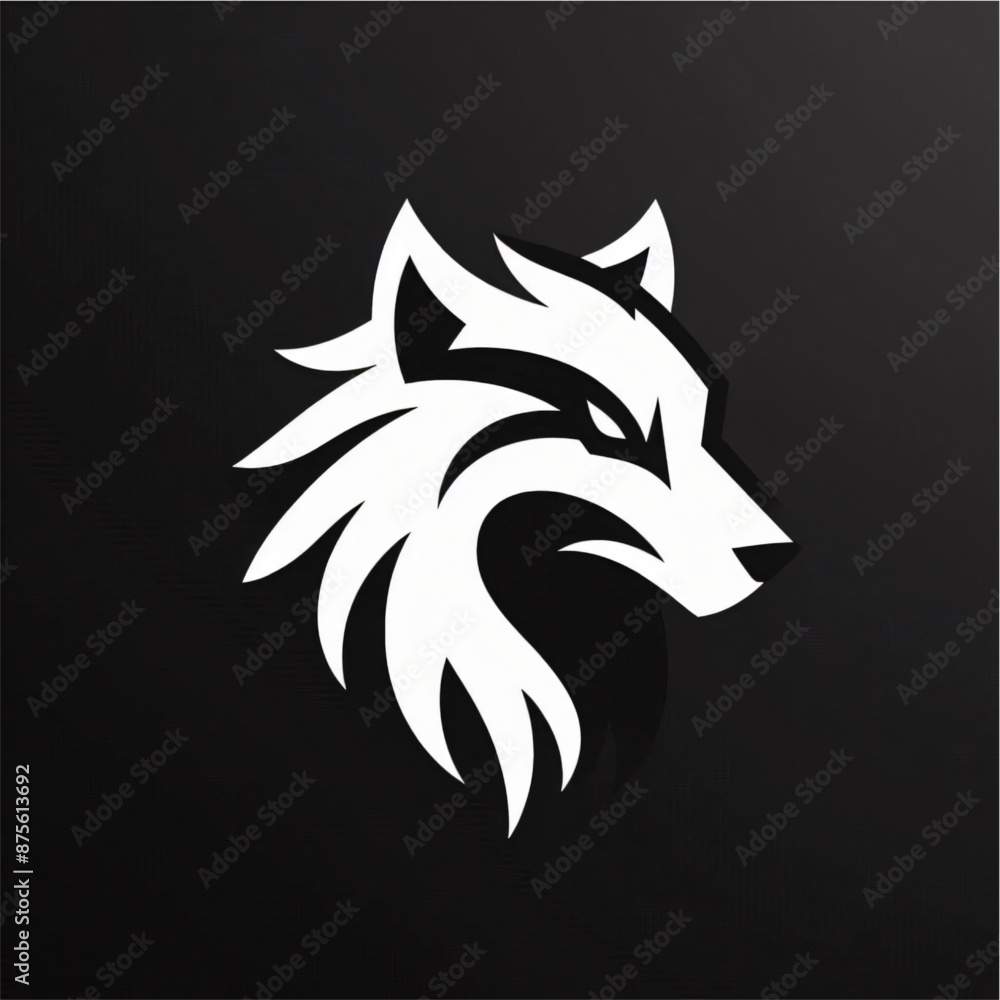 Fototapeta premium Logo silhouette of wolf on black background. eps