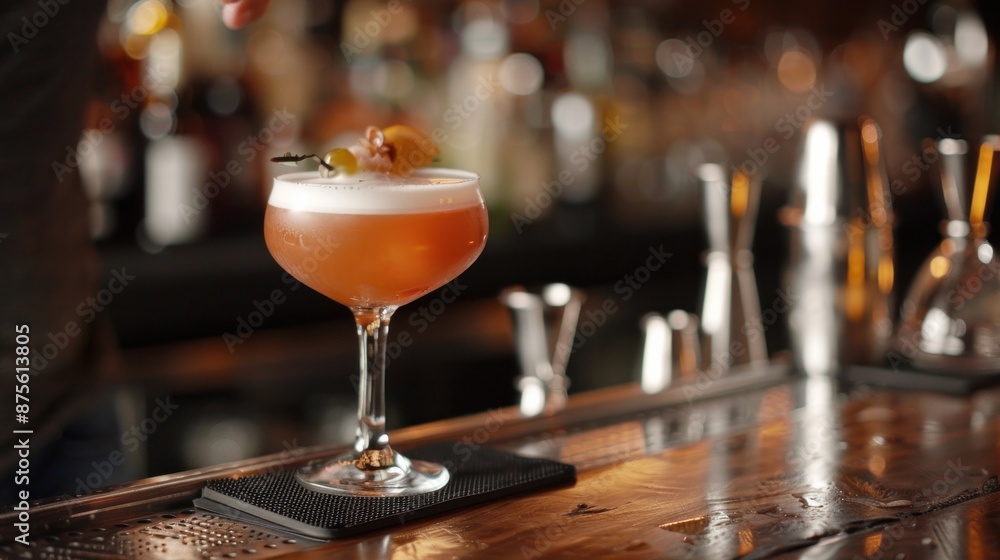 Bartender skillfully crafted a delightful cocktail Bartender skillfully crafted a delightful cocktail