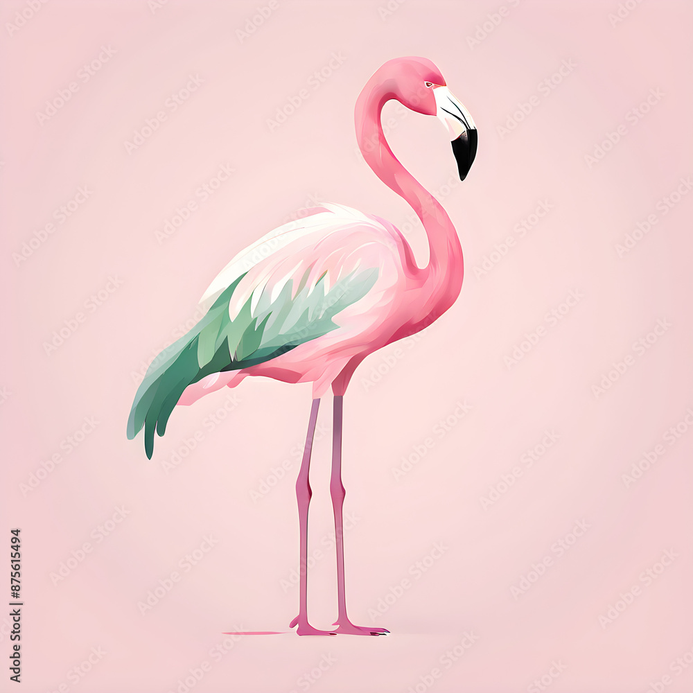 Fototapeta premium pink flamingo on a pink background