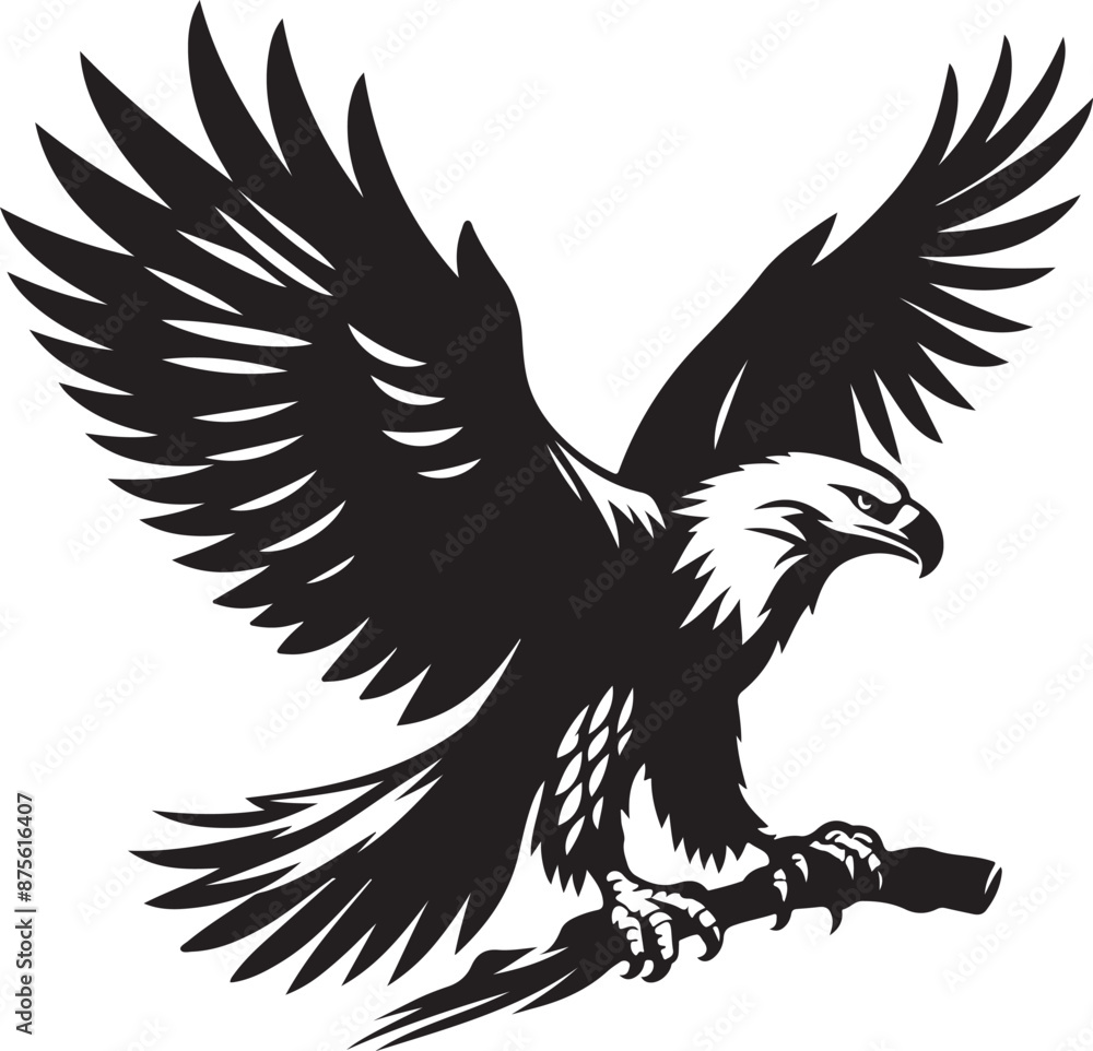 Fototapeta premium Hand drawn ”flying eagle” silhouette vector art illustration image