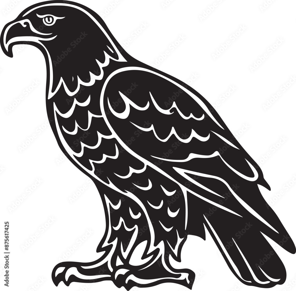 Obraz premium Hand drawn ”flying eagle” silhouette vector art illustration image
