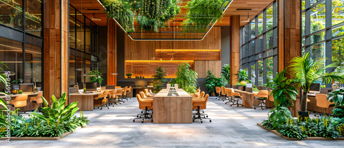 Trendy cafe interior with modern decor and comfortable seating arrangements