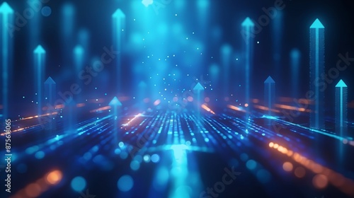  Abstract background with blue glowing arrows pointing up