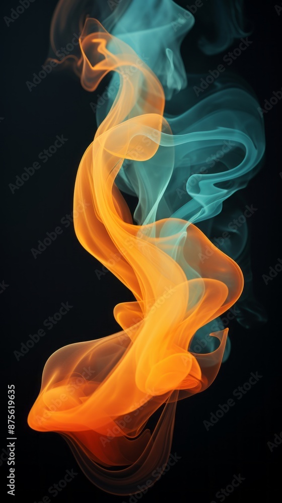 abstract orange and blue smoke on a black background abstract orange and blue smoke on a black background