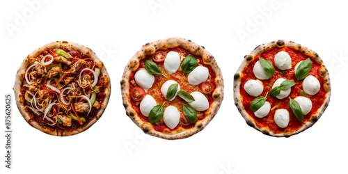 Set of the best Pizza isolated on transparent background.