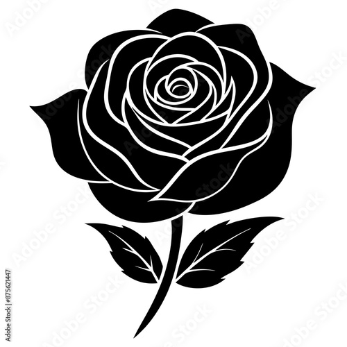 Rose Vector Silhouette Image with White Background - Vector Illustration Tutorial