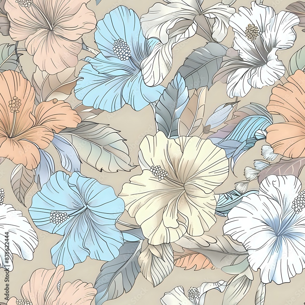 Radiant Hibiscus Floral Motif with Rich Detail Radiant Hibiscus Floral Motif with Rich Detail