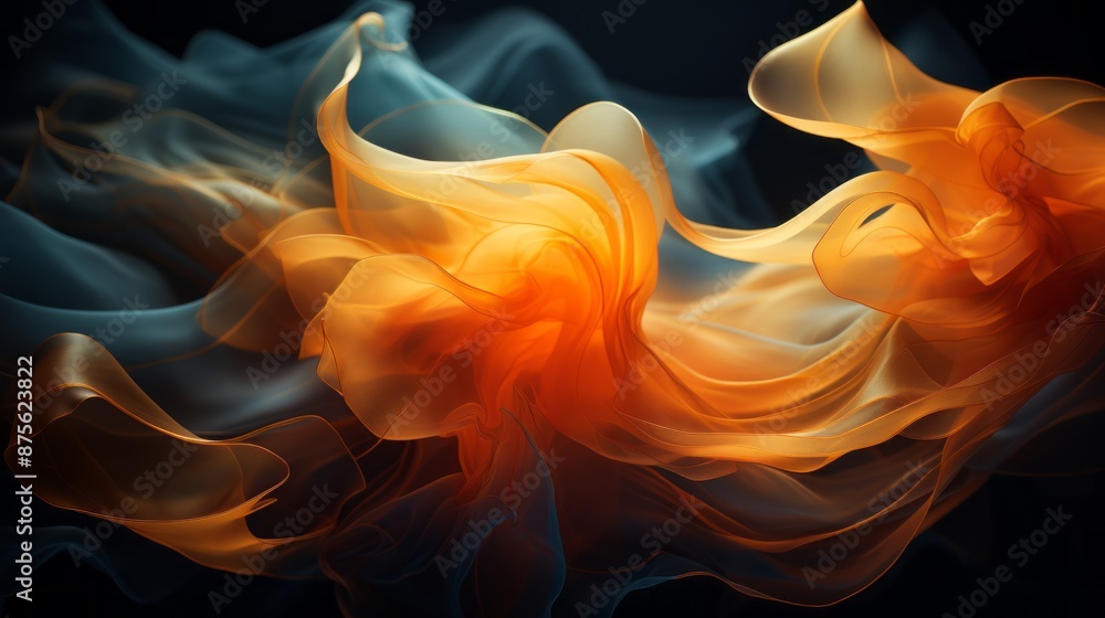 Obraz premium an abstract image of orange and blue smoke on a black background