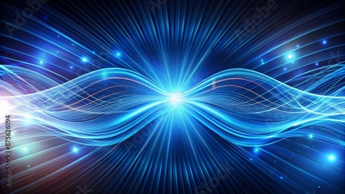 Futuristic abstract science backdrop featuring radiant blue light waves, dynamic strips, and vibrant lines conveying innovative energy technology.