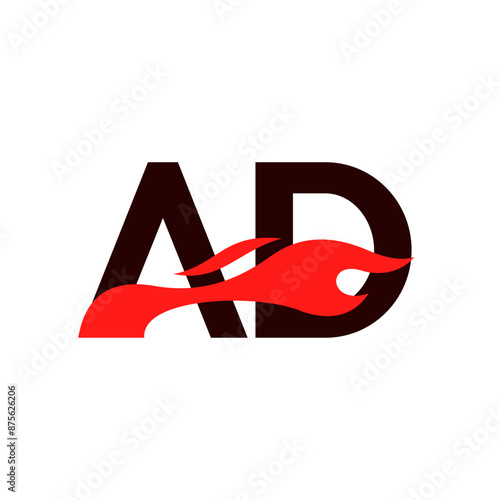 A D AD logo monogram with fire shape combination vector template, Graphic Alphabet Symbol for Corporate Business Identity
