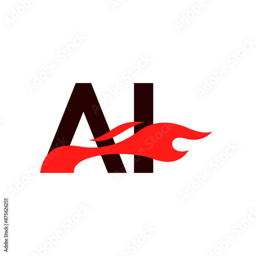 A I AI logo monogram with fire shape combination vector template, Graphic Alphabet Symbol for Corporate Business Identity