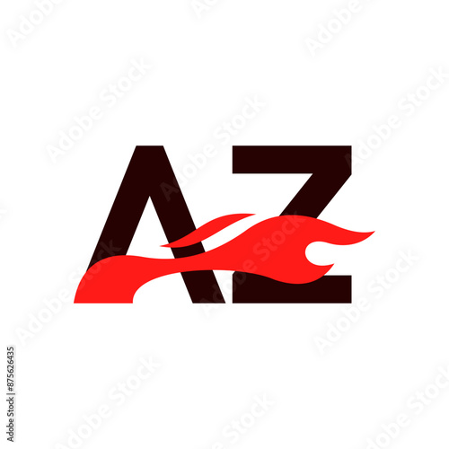 A Z AZ logo monogram with fire shape combination vector template, Graphic Alphabet Symbol for Corporate Business Identity