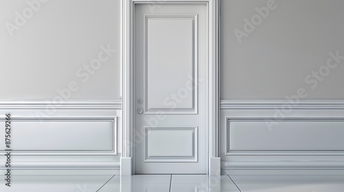 Wallpaper Mural White door with decorative moldings in a modern interior. Torontodigital.ca