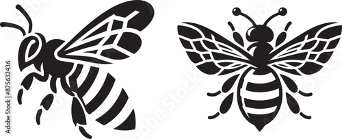 Illustration of bee silhouette and vector