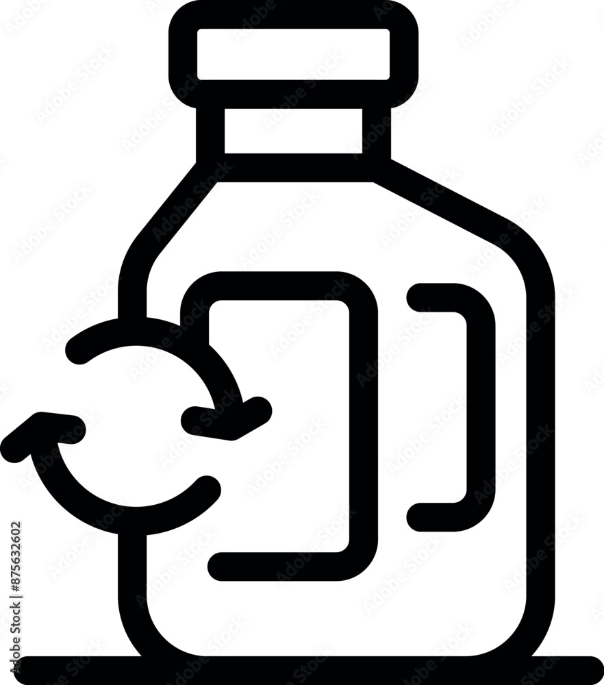 Outline of a recycling bottle is showing a reusable container for ecology Outline of a recycling bottle is showing a reusable container for ecology