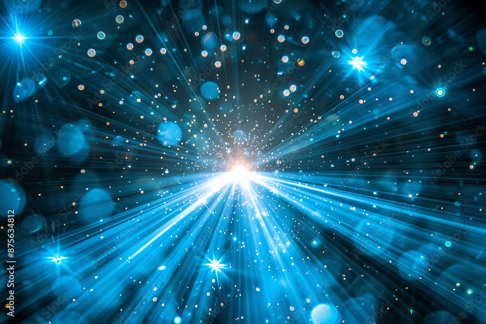 Fototapeta premium 3d blue light beam ray background.