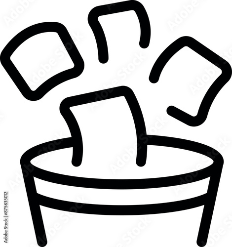 Line icon of papers flying over a ballot box, perfect for representing political concepts