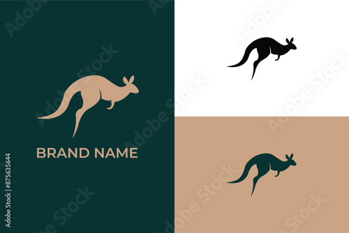 kangaroo animal running wildlife zoo logo, kangaroo jumping sport company or business logo